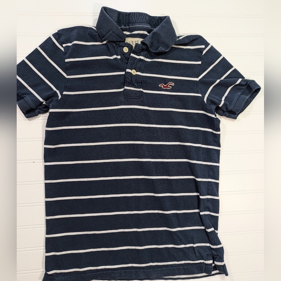 Hollister Navy Striped Cotton Polo - Picture 1 of 3